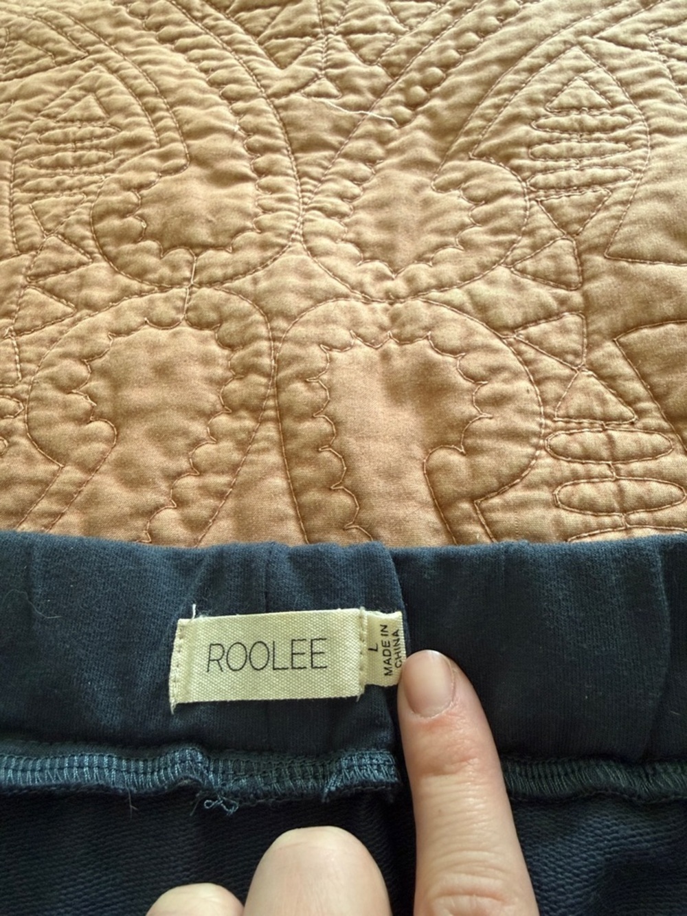 Roolee Navy Midi Skirt with Cream Drawstring - Picture 2 of 3